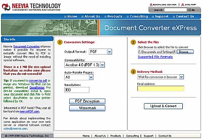 Neevia Conversion Screenshoot